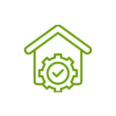 Smart home approval icon in green.